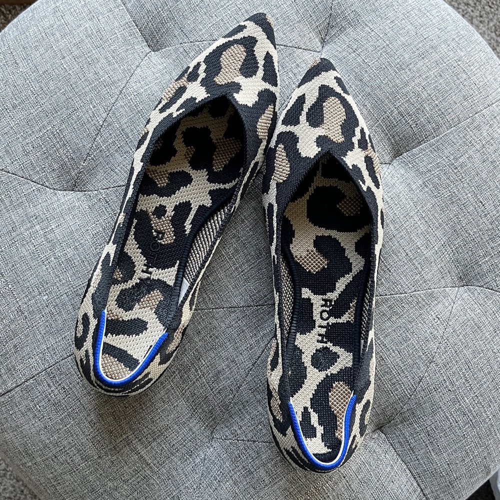 Rothy's Desert Cat Black and Tan Animal Print Flats